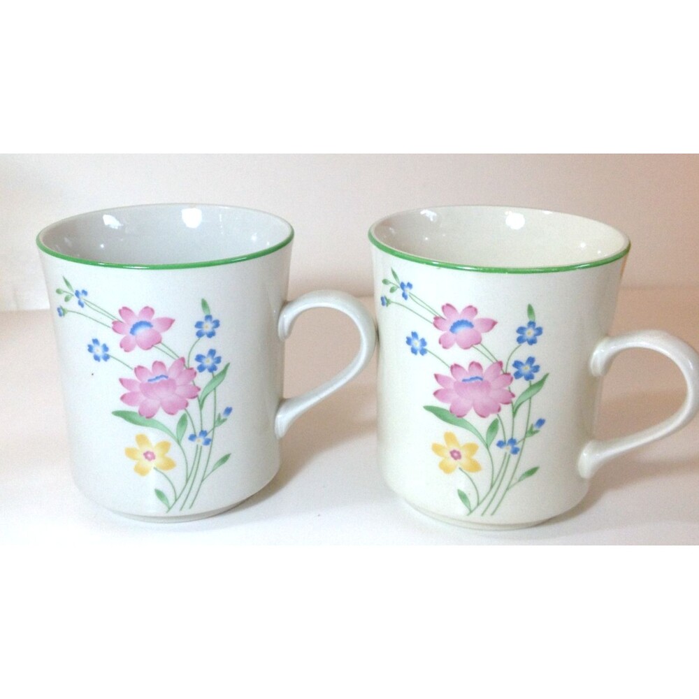 2 - Sango #8499 Fresh Flowers Tea / Coffee Cups design by Joan Luntz